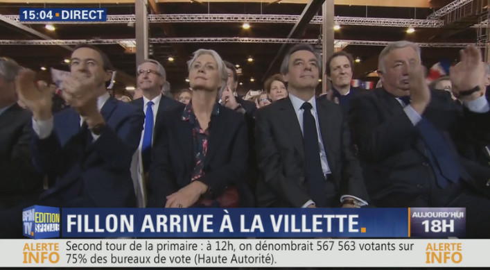 François Fillon et s femme Penelope le 29 janvier 2017 à Paris © capture d'écran BFM TV