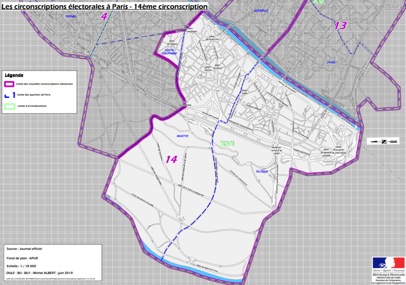 Cliquer pour agrandir - La 14e circonscription de Paris (c) Ministère de l'intérieur. Cliquer pour agrandir - La 14e circonscription de Paris (c) Ministère de l'intérieur.