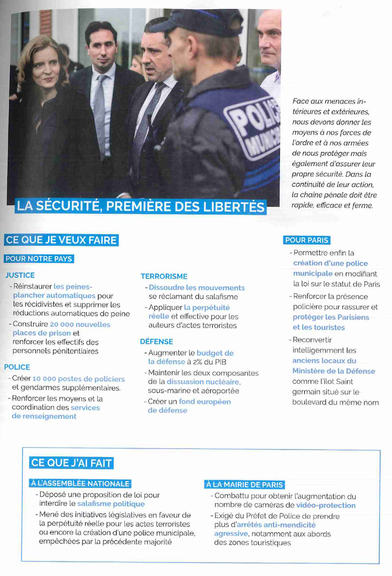 Document de campagne de Nathalie Kosciusko-Morizet pour être élue député de Paris de 2017 à 2022.