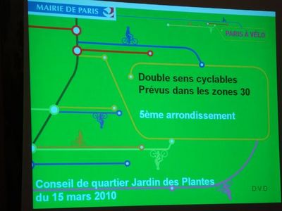 La dernière présentation du double-sens cyclable lors du conseil de quartier Jardin des Plantes du 16 mars