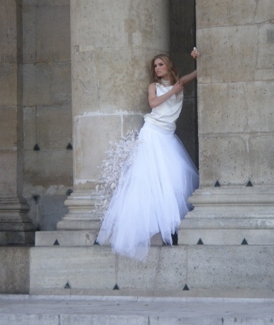 Séance photo sur les marches de l'Institut de France face au Pont des Arts