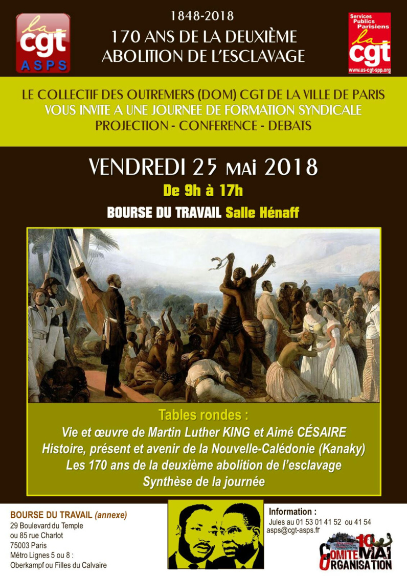 Le collectif des outremers CGT de la Ville de Paris commémore la deuxième abolition de l'esclavage Le collectif des outremers CGT de la Ville de Paris commémore la deuxième abolition de l'esclavage