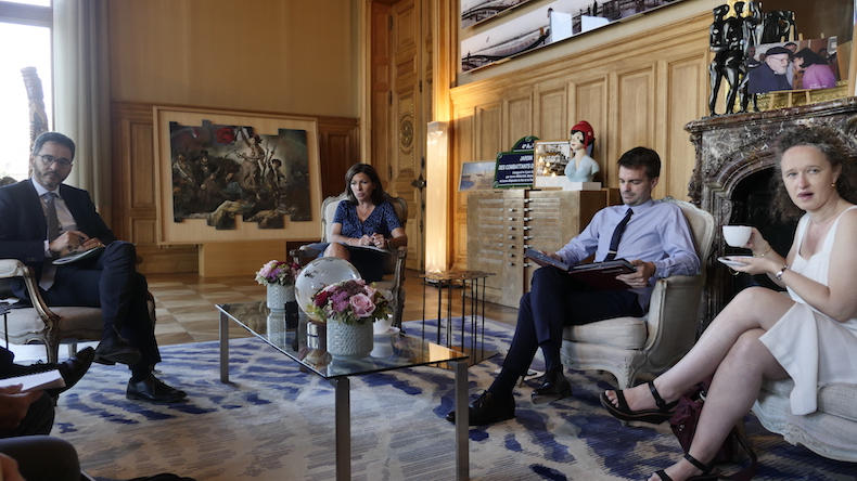 Conférence de presse avec Anne Hidalgo avant le début du conseil de Paris de juillet © VD / PT