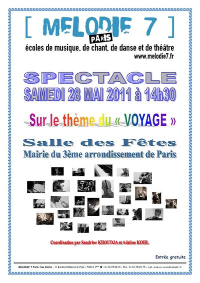 Après-midi  musical  -salle des fêtes - Mairie du 3ème - à14h30 - Sur le thème du voyage