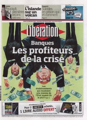 Le 22 janvier 2009, Beb Deum illustrait en couverture de Libération l'expression Aux innocents les mains pleines.