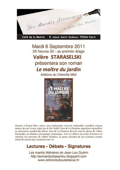6 septembre 2011 : Mardi littéraire avec Valérie Staraselski et Jean de La Fontaine