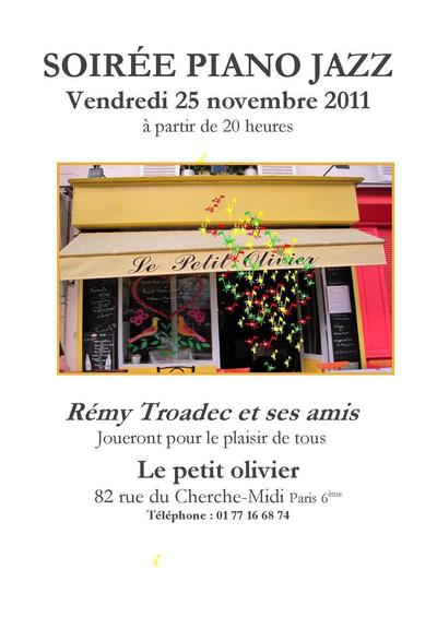 25 novembre 2011 : Soirée Piano Jazz au Petit Olivier