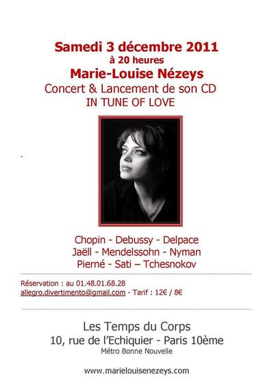 3 décembre 2011 : Concert de Marie-Louise Nézeys aux Temps du Corps