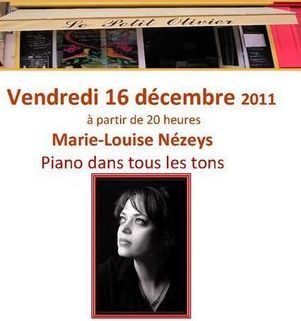 Concert classique de piano au Petit Olivier avec Marie-Louise Nézeys. Concert classique de piano au Petit Olivier avec Marie-Louise Nézeys.