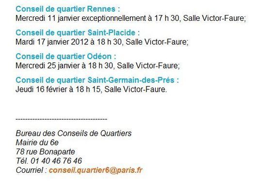 L'agenda des conseils de quartier du 6e arrondissement (c) Mairie du 6e arrondissement.