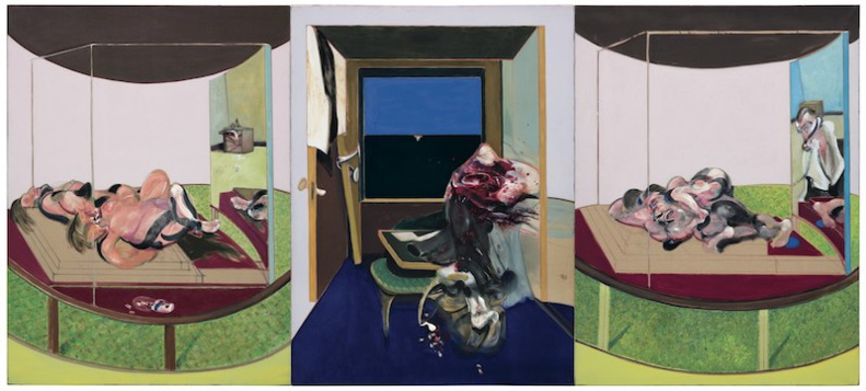 Triptych inspired by T.S. Eliot's poem, Sweeney Agoniste 1969, oil and pastel on canvas, 198x147,5 cm, Hirschorn Musuem ©The Estate of Francis Bacon
