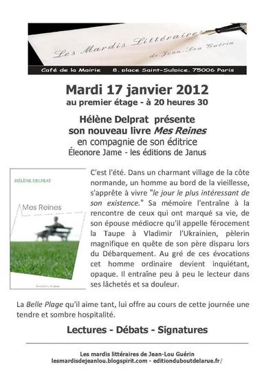 17 janvier 2012 : Hélène Delprat fait son mardi littéraire
