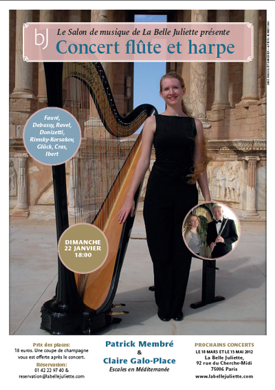 22 janvier 2012 : Concert de flûte et de harpe dans les salons de la Belle Juliette