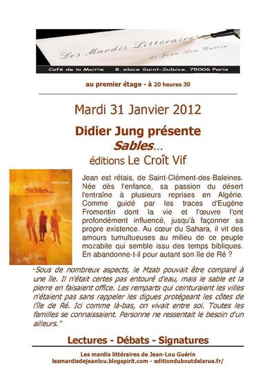 14 février 2012 : Didier Jung fait son mardi littéraire au café de la mairie