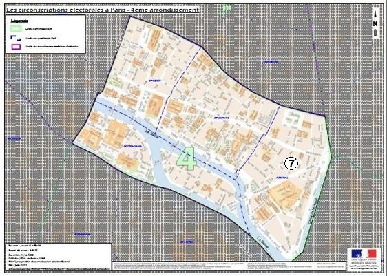 Le 4e arrondissement est inclus dans la 7e circonscription de Paris (c) Ministère de l'Intérieur. Le 4e arrondissement est inclus dans la 7e circonscription de Paris (c) Ministère de l'Intérieur.