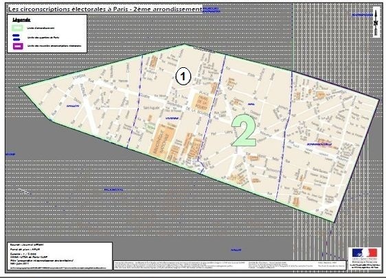 Le 2e arrondissement est inclus dans la 1ere circonscription de Paris (c) Ministère de l'Intérieur. Le 2e arrondissement est inclus dans la 1ere circonscription de Paris (c) Ministère de l'Intérieur.