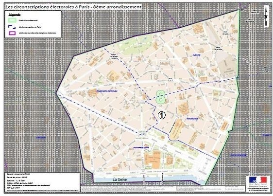 Le 8e arrondissement est inclus dans la 1ere circonscription de Paris (c) Ministère de l'Intérieur. Le 8e arrondissement est inclus dans la 1ere circonscription de Paris (c) Ministère de l'Intérieur.