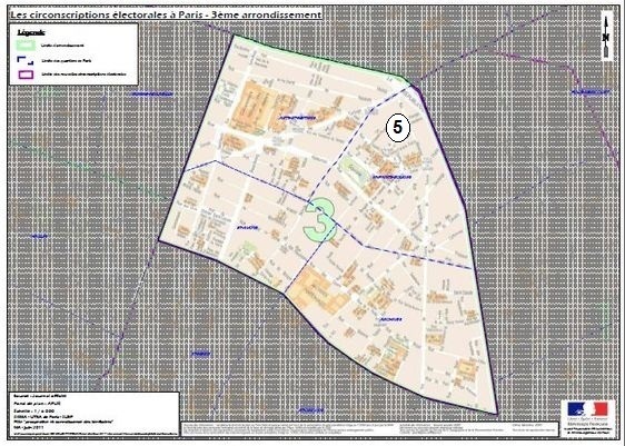Le 3e arrondissement est inclus dans la 5e circonscription de Paris (c) Ministère de l'Intérieur. Le 3e arrondissement est inclus dans la 5e circonscription de Paris (c) Ministère de l'Intérieur.