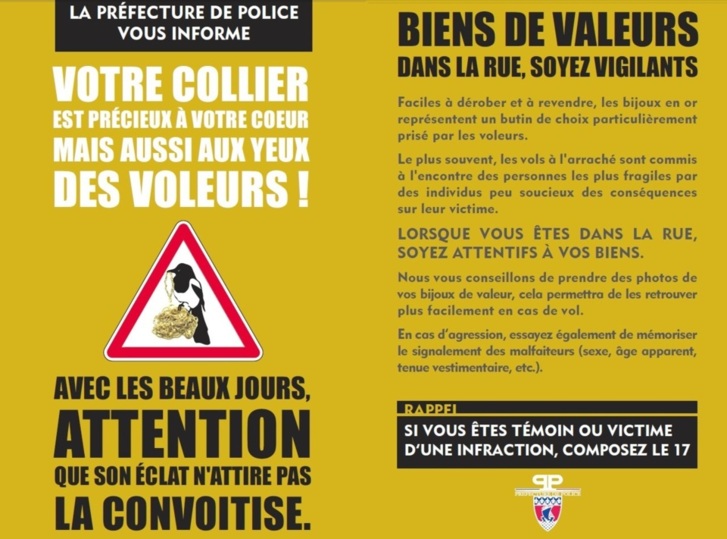 Flyer recto verso (c) Préfecture de police de Paris.