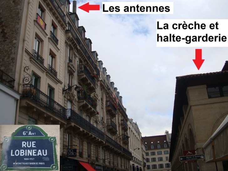 Les antennes non encore allumées installées au 5 rue Lobineau 75006 Paris.