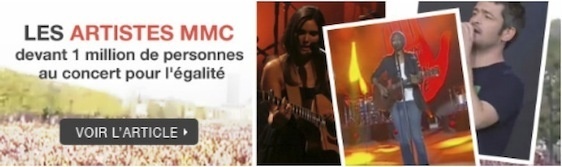 Les artistes MMC chantent devant plus d'un million de personnes lors du concert pour l'égalité le 14 juillet 2011. Les artistes MMC chantent devant plus d'un million de personnes lors du concert pour l'égalité le 14 juillet 2011.
