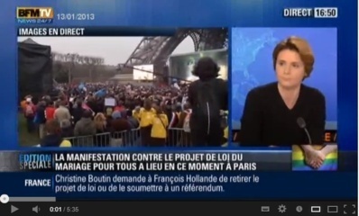 (c) Capture d'écran BFM TV de l'extrait vidéo : Interview de Nicolas Dupont-Aignan.