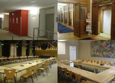 A gauche : la salle des conférences pour la 1e réunion du groupe de travail le 22 février - A droite : la salle de la 5e commission pour la réunion sur la méthodologie du groupe de travail le 25 février.