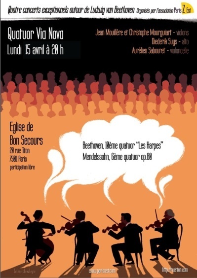 Lundi 15 Avril 2013 concert du Quatuor Via Nova en l'église de Bon Secours 