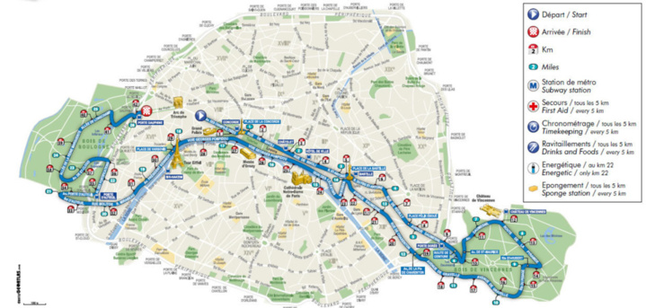 Le parcours du 37e Marathon International de Paris (c) Mairie de Paris.