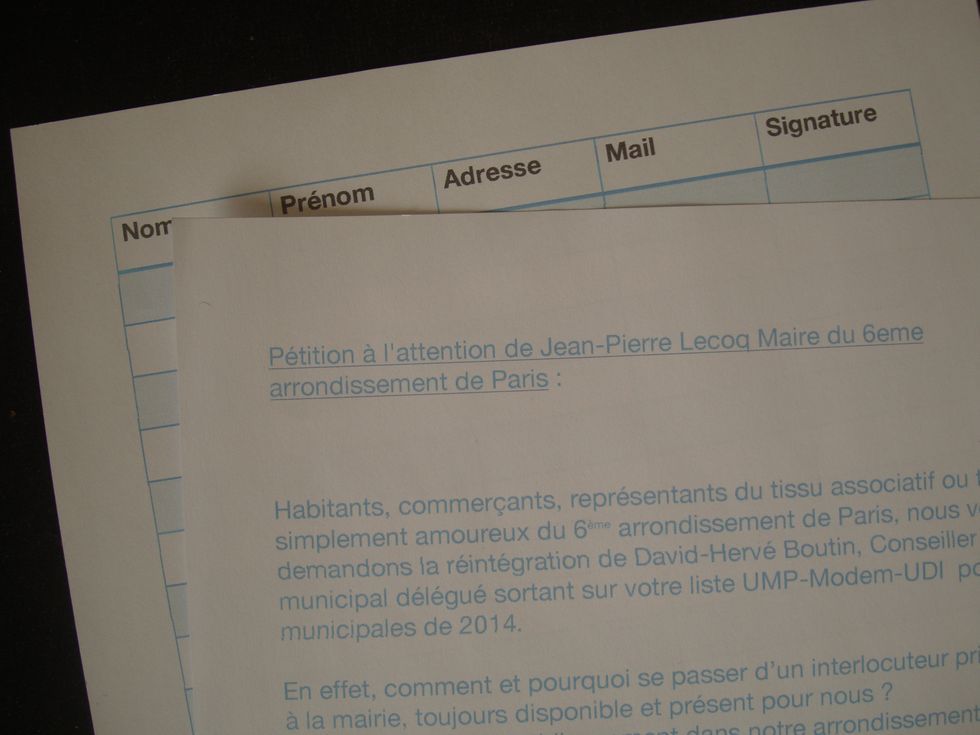 Pétition pour David-Hervé Boutin dans le 6e arrondissement
