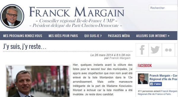 Franck Margain est bien resté n°4 sur la liste d'union UMP UDI Modem avec NKM dans le 12e - Capture d'écran. Franck Margain est bien resté n°4 sur la liste d'union UMP UDI Modem avec NKM dans le 12e - Capture d'écran.