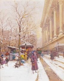 Le Marché aux fleurs de La Madeleine sous la neige, lot n°277 Gallien Laloue, Etude JP Besch. Le Marché aux fleurs de La Madeleine sous la neige, lot n°277 Gallien Laloue, Etude JP Besch.