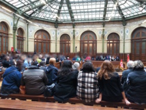 Assemblée générale des grévistes à la Bourse du Travail le 5 octobre 2015 © PT. Assemblée générale des grévistes à la Bourse du Travail le 5 octobre 2015 © PT.