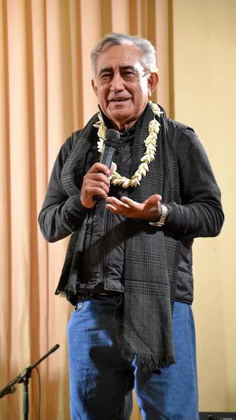 Oscar Temaru à la soirée de collecte de dons et de fonds pour les sinistrés des pluies du 21 janvier 2017 à Tahiti et Moorea - Mairie du 5e arrondissement de Paris © VD/PT