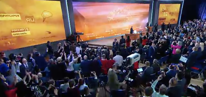 Conférence de presse annuelle de Vladimir Poutine le 14 décembre 2017 © capture d'écran du direct.