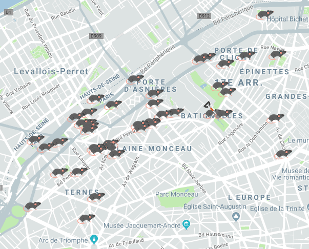 En service depuis le 10 juin 2018 : l'application signalerunrat.paris dans le 17e arrondissement de Paris © capture d'écran