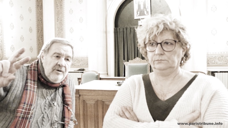A droite : Catherine Tronca, conseillère d'arrondissement d'opposition (société civile). A gauche : Alain Legarrec, délégué de circonscription PS © VD / PT