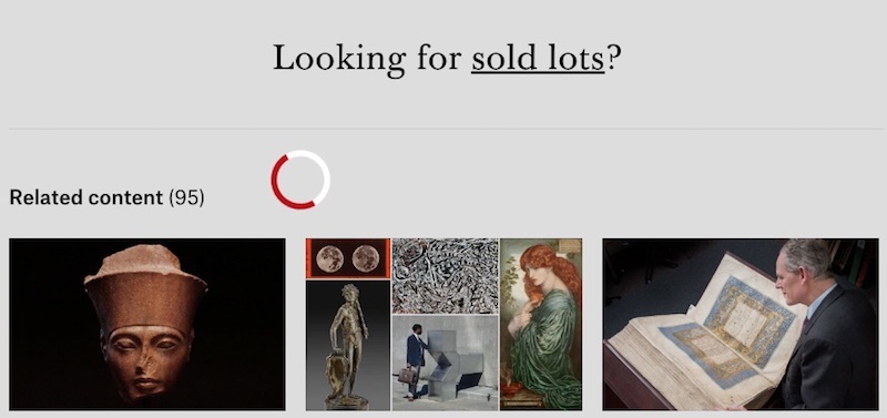 A gauche la sculpture de Toutankhamon parmi les ventes effectuées récemment par Christie's © capture d'écran Christie's.