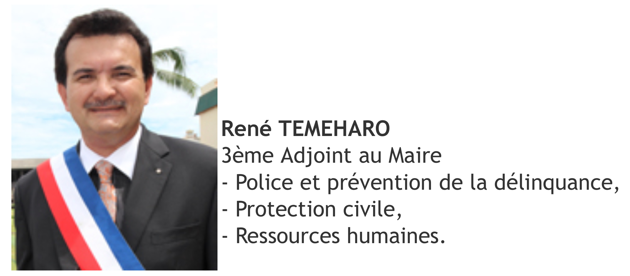 René Temeharo, adjoint aux ressources humaines - site officiel de la ville de Papeete.