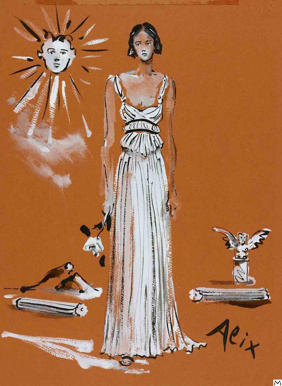 Illustration Christian Bérard, Alix dress, Vogue Paris, October 1938, Collection Palais Galliera©Christian Bérard/Paris Musées, Palais Galliera