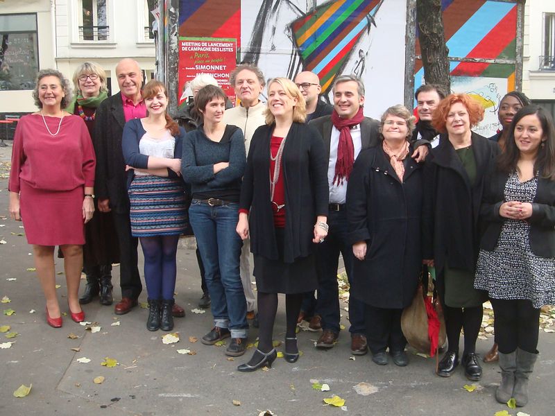Danielle Simonnet et 14 têtes de liste aux municipales à Paris, soutenues par Jean-Luc Mélenchon - Photo : VD.