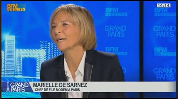 Marielle de Sarnez sur BFM Business le 11 janvier 2014 : "(dans le 6e arrondissement) je ne prendrai aucune fonction, c'est-à-dire aucune responsabilité de fonction, puisque mon mandat européen est ma première responsabilité législative" - Capture d'écran BFM Business.