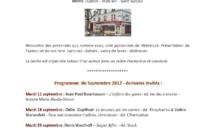 Septembre 2012 : Programme des Mardis Littéraires de Jean-Lou Guérin au Café de la Mairie Place Saint Sulpice