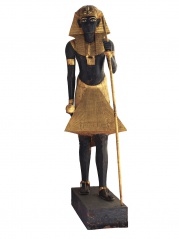 Wooden Guardian Statue of the Ka of the King Wearing the Nemes Headcloth © CARTER