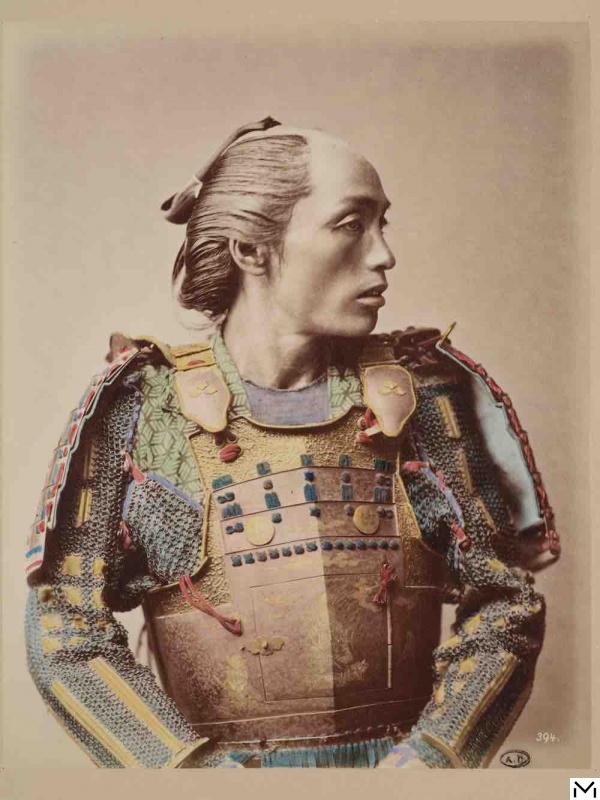 Raimund von Stillfried, 1882, Samourai, retouched print © MAD Paris Jean Tholance