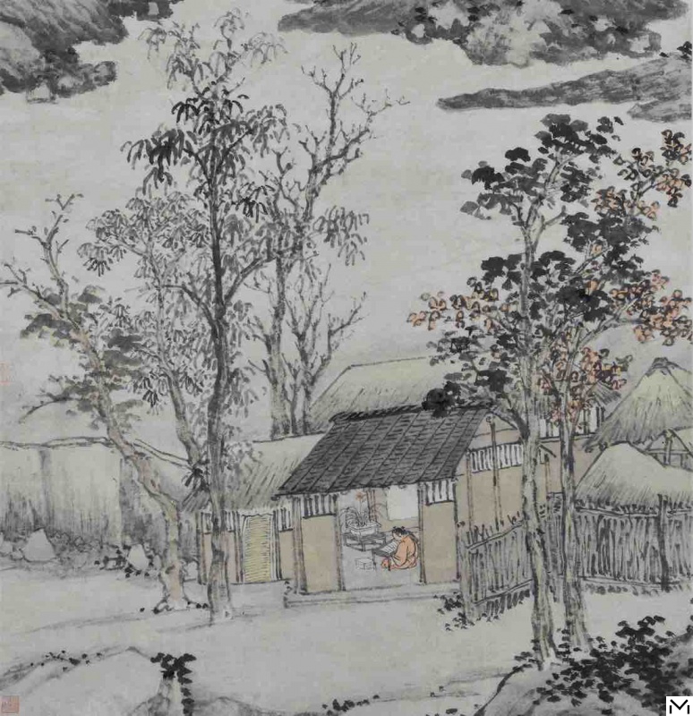 Shen Zhou (1427-1509) Little Qian in the Study (detail) 1483, ink and colors on paper, 151 x 64,8 cm © Chih Lo Lou Collection, Hong Kong Museum of Art/Cernushi Museum