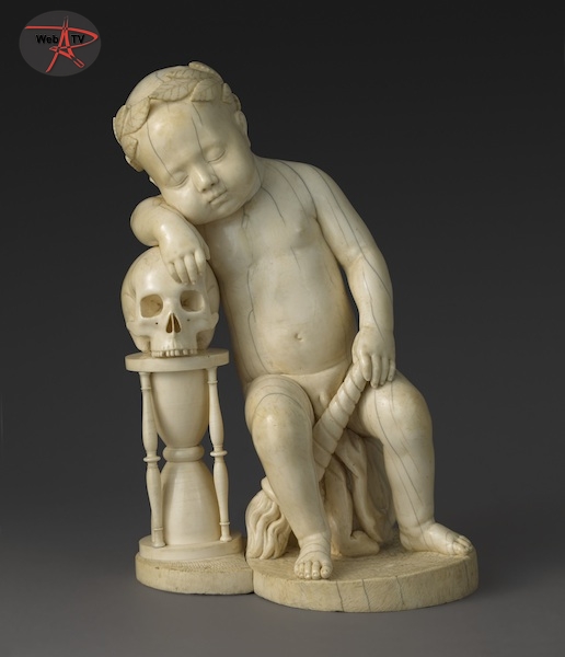Vanité - Amour endormi sur un crâne et un sablier Auteur - Kern Leonhard (1588-1662) (attribué à) (C) Musée du Louvre, dits. RMN : Martine Beck-Coppola 