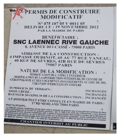 Dernier permis de construire modificatif Chantier Laennec du 19 novembre 2012 (c) DR.