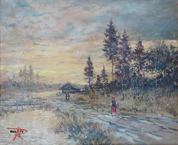 lot 182 - Scène paysanne de Russie par K. Korovine Etude E. Aubert