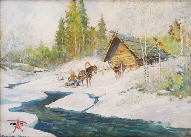 Lot 180 - Paysage de neige au traineau par K. Korovine Etude E. Aubert